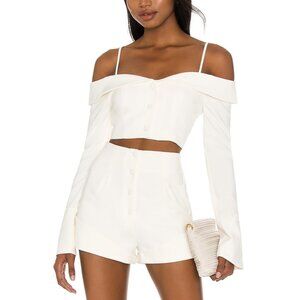 Camila Coelho White High Waist Shorts and Off Shoulder Top